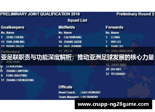 亚足联职责与功能深度解析:推动亚洲足球发展的核心力量 亚足联职责与功能深度解析:推动亚洲足球发展的核心力量