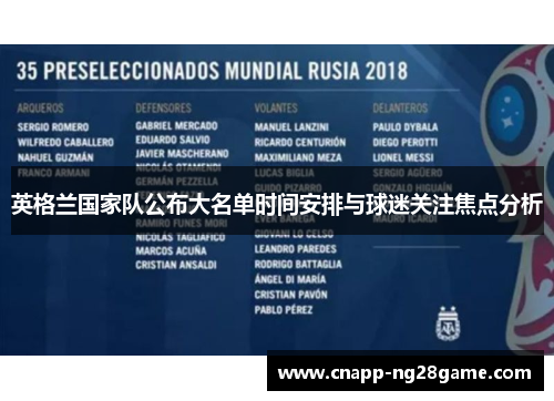 英格兰国家队公布大名单时间安排与球迷关注焦点分析