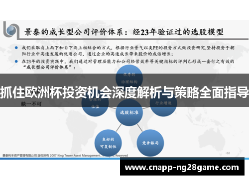 抓住欧洲杯投资机会深度解析与策略全面指导